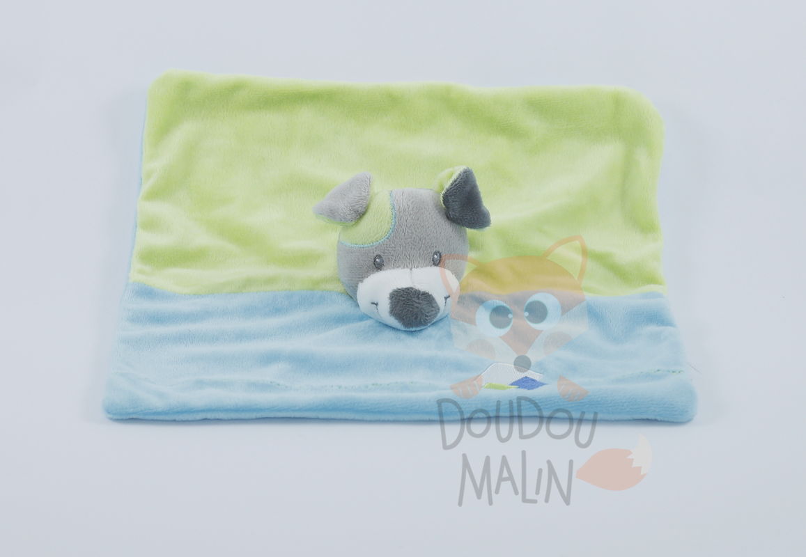  baby comforter green blue dog 